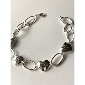 925 sterling silver mom I love you heart link chain Bracelet